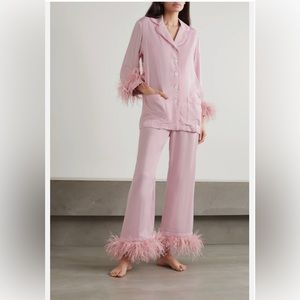 SLEEPER Party Pajamas with Nude Feather Trim, Size Small